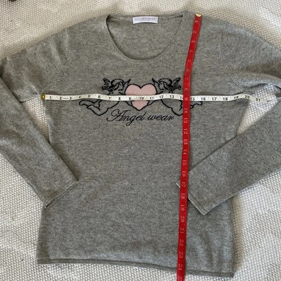 REDUCED FTC 100% (Fair Trade Cashmere) crew pullover sweater heather grey/pink - Picture 5 of 17
